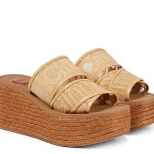 Chloe Tan Wedge Sandals